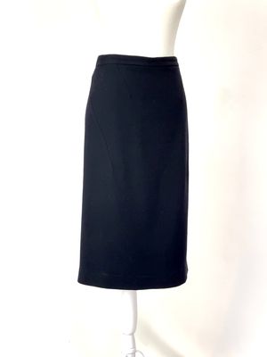 Willow, Black Wool Darted Midi Skirt, Size 10