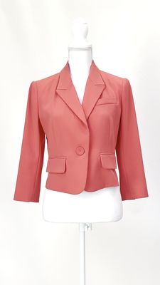Paule Ka, Orange Button-Up Crop Blazer, Size 38