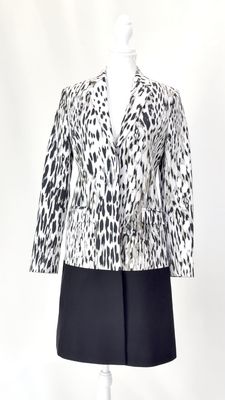 Hugo Hugo Boss, Cream/Black Animal Print Button-Up  Coat, Size US4/UK8