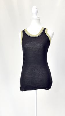 Margo Collection, Black/Gold Trim Singlet, Size S