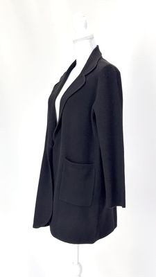 Cashmerism, Black One-Button Patch Pkt Longline Cashmere Cardigan, Size S