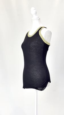 Margo Collection, Black/Gold Trim Singlet, Size S