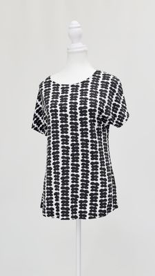 Marimekko, White/Black Print S/Slv Tee, Size S