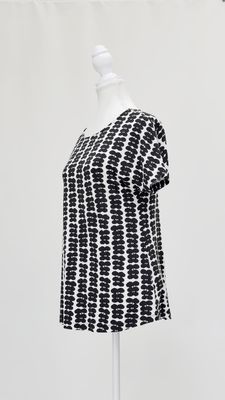 Marimekko, White/Black Print S/Slv Tee, Size S