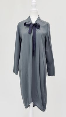 Otto d'Ame, Forest Green/Black Tie-Neck L/Slv Silk Midi Dress, Size US4/GB8