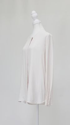 Scanlan Theodore, Pale Pink Concealed Button Front L/Lsv Longline Blouse, Size 12
