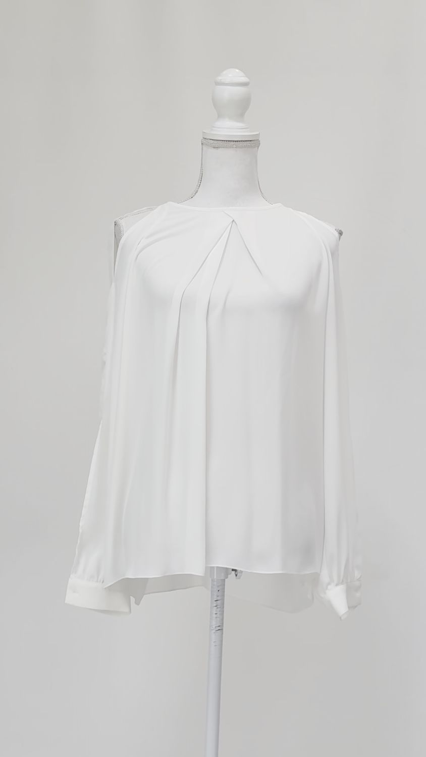 Alice McCall, Cream Cut-Out Shoulder L/Slv Blouse, Size 0