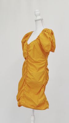 Ganni, Orange Gather Neckline/Side /Front S/Slv Dress, Size 42
