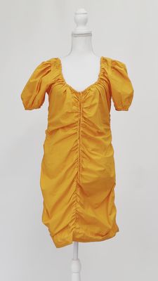 Ganni, Orange Gather Neckline/Side /Front S/Slv Dress, Size 42