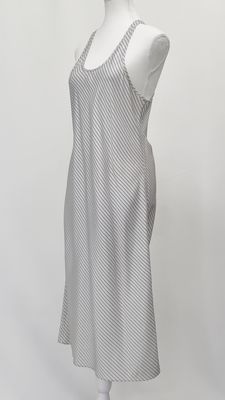 T Alexander Wang, Grey/Lt.Grey/Beige Diagonal Stripe Racer Back Tank Midi Slip Dress, Size US6