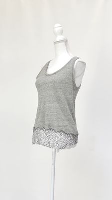 Majestic Filatures, Grey Lace Hem Linen Tank Singlet, Size 1