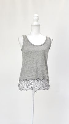 Majestic Filatures, Grey Lace Hem Linen Tank Singlet, Size 1
