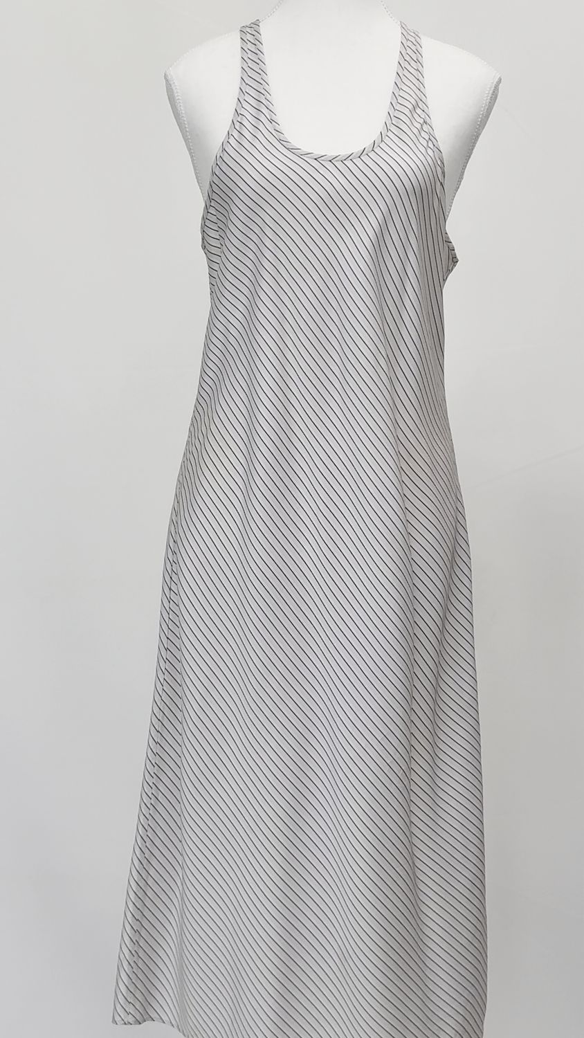 T Alexander Wang, Grey/Lt.Grey/Beige Diagonal Stripe Racer Back Tank Midi Slip Dress, Size US6