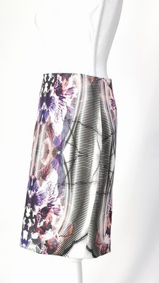 Michael Losordo, Cream/Multi Print Pencil Skirt, Size 10