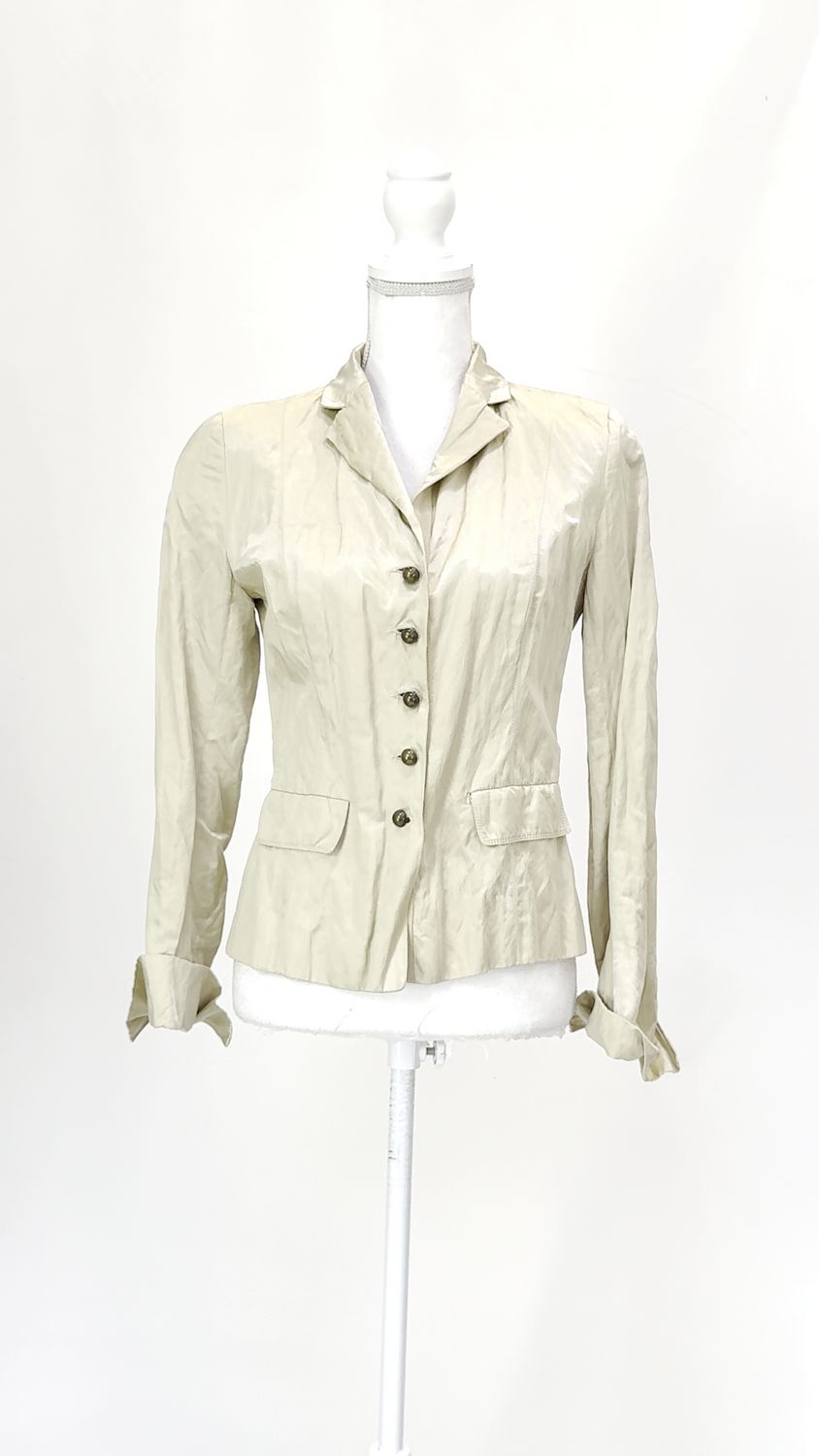 Apsotrophe, Gold Button-Up Sheen Jacket, Size 38