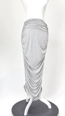Norma Kamali, Grey Marle Shirred Long Skirt (Has Matching Top), Size S