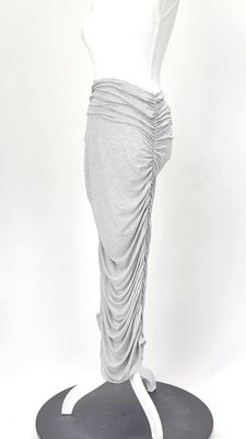 Norma Kamali, Grey Marle Shirred Long Skirt (Has Matching Top), Size S