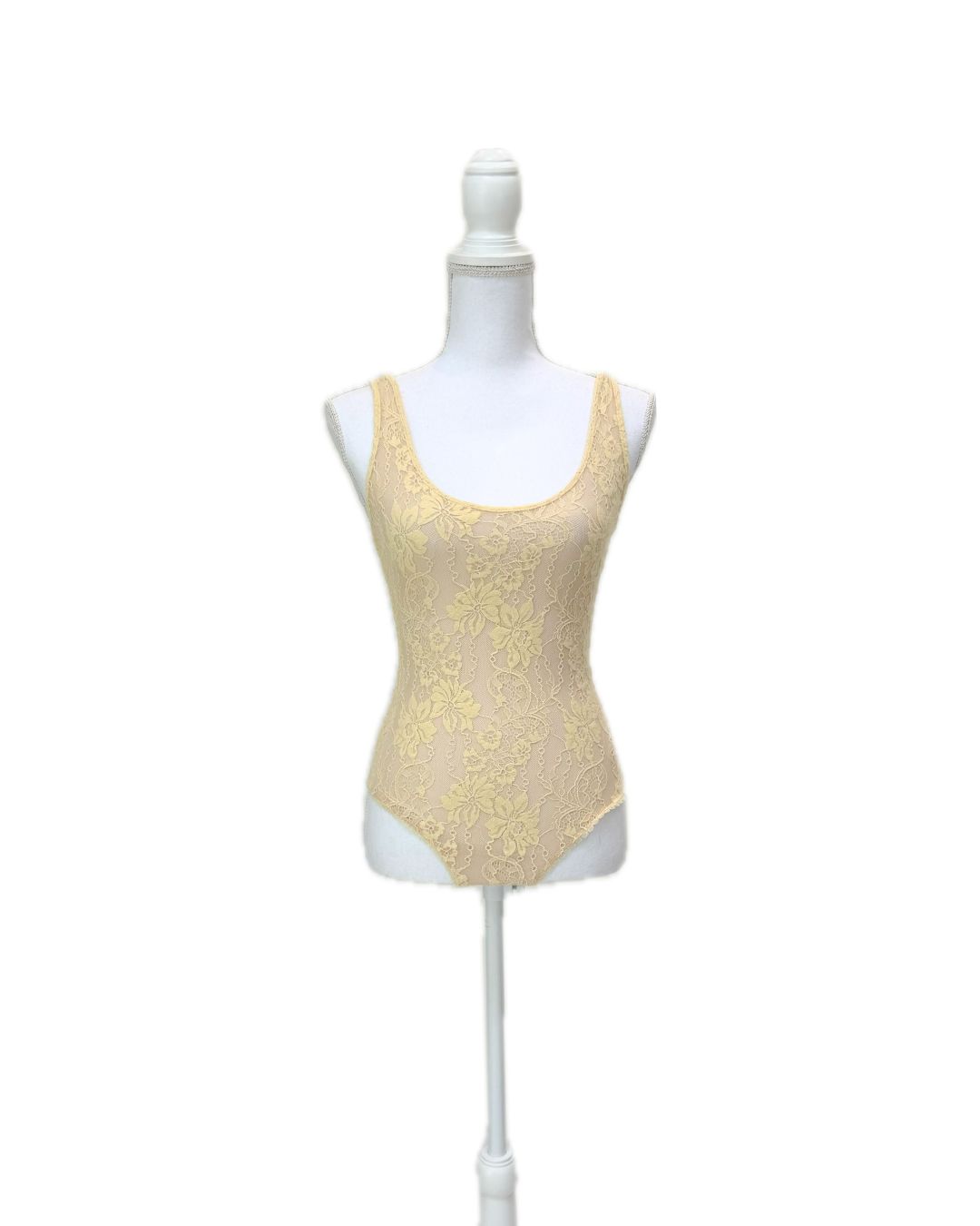 Zimmermann, Yellow Lace Scoop Neck Bodysuit Top. Size 0