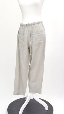 and Andrea, Sand Elasticated D/String Waist Slip Pkt Linen Pants, Size S