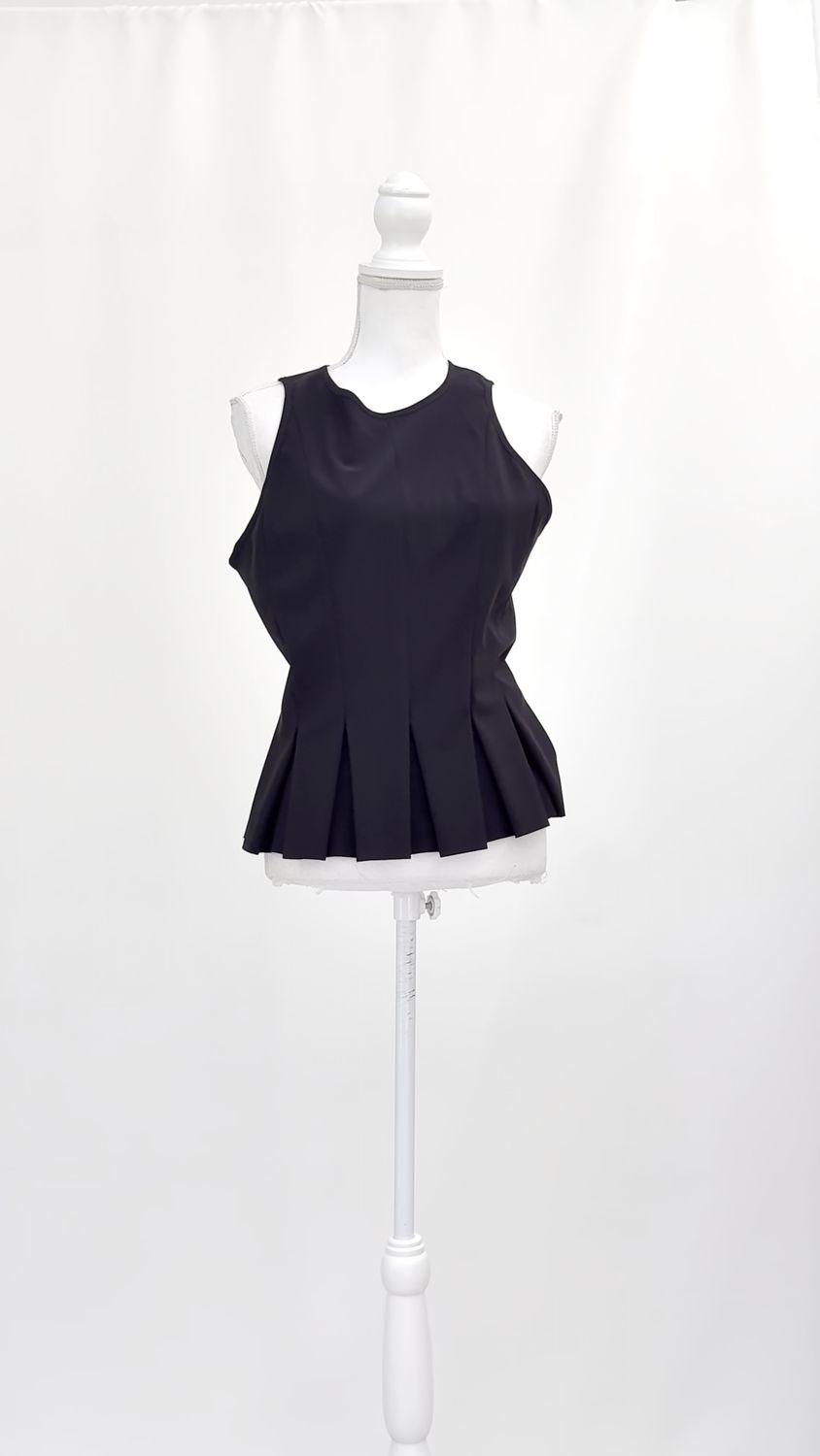 Scanlan Theodore, Black Pleat Hem S/Less Top, Size 12