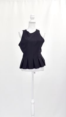 Scanlan Theodore, Black Pleat Hem S/Less Top, Size 12
