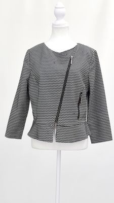 Armani Collezioni, Black/Stone Zig-Zag Patterhed Zip Jacket, Size 46