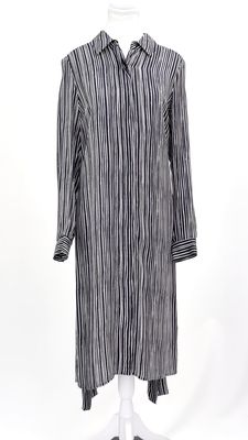 Jasper Conran, Black/Stone Stripe Button-Up L/Slv Shirtdress, Size 10