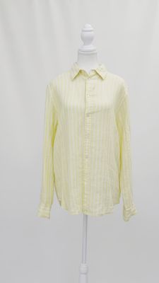 Polo Ralph Lauren, Yellow/White Stripe L/Slv Shirt, Size L