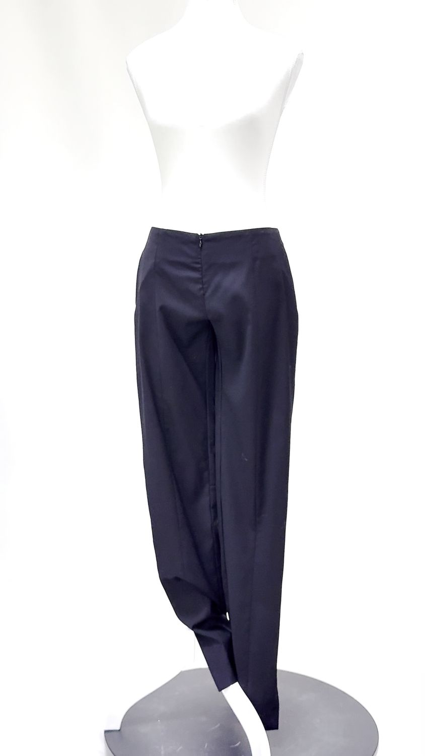 Christopher Esber, Black Zip-Front Wool Blend Straight Leg Pants, Size 8