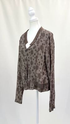 Transit Par Such, Taupe Brown Textured Button-Up Rib Trims Lightweight L/Slv Jacket