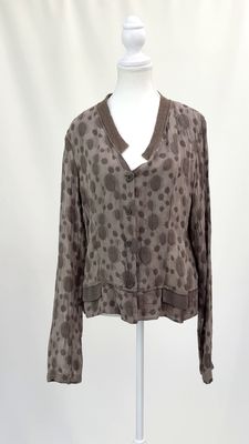 Transit Par Such, Taupe Brown Textured Button-Up Rib Trims Lightweight L/Slv Jacket