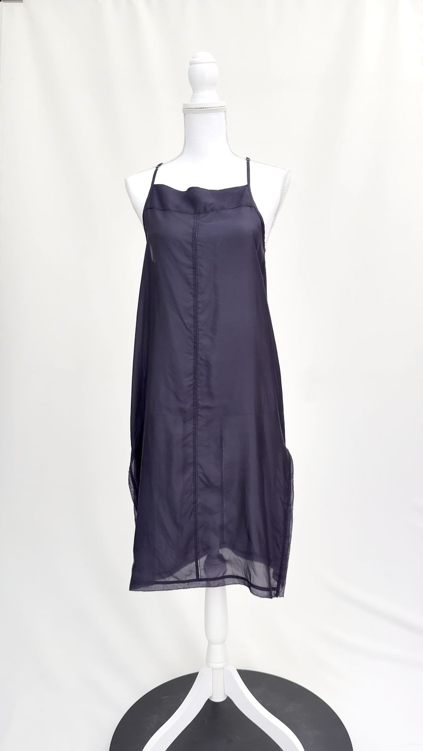 Lee Mathews, Navy Adj.Strap Silk Midi Slip Dress, Size 1