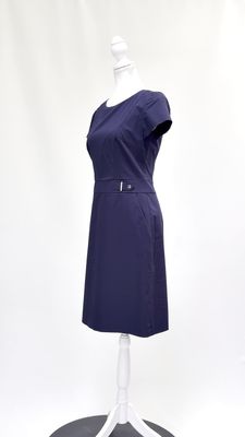 Hugo Hugo Boss, Navy/Silver Buckle Waist Tab S/Slv Dress, Size GB8/IT40