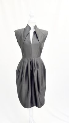 Aurelio Costarella, Green Pleat Waist Silk S/Less Dress, Size 1