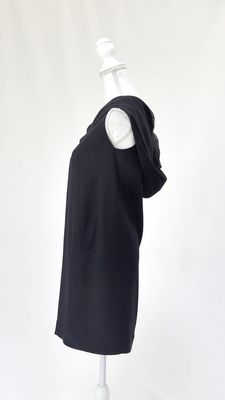 Scanlan Theodore, Black Hooded Wool Blend S/Less Dress, Size 8