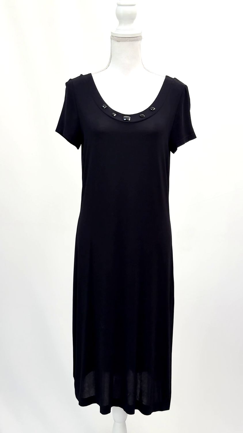 Ferraud, Black Beaded Neckline S/Less Dress