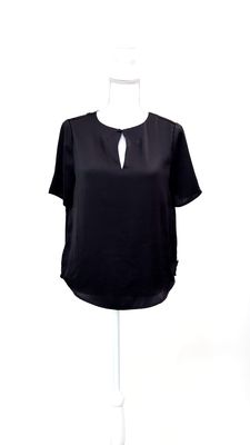 Band Of Outsiders, Black Slit Button-Neck Tab Waist S/Slv Blouse