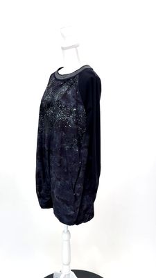 High Tech, Navy/Black Print Toggle Detail L/Slv Dress