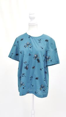 Megan Park, Teal Green Floral Embroid.S/Slv Top, Size 2