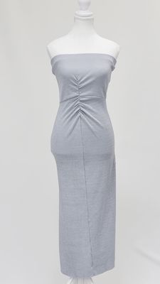 Viktoria &amp; Woods, Blue Marle Rib Knit Gather Front Strapless Midi Dress, Size 1