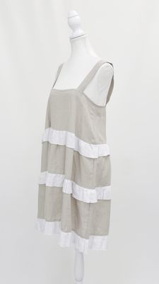 LJC, Natural/White Frill Strap Dress, Size M