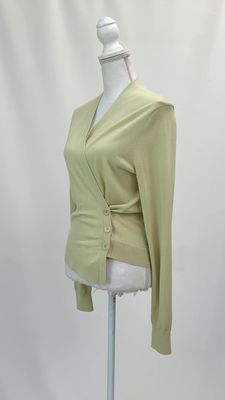 Oroton, Pistacchio Wrap Button Waist Wool L/Slv Cardigan