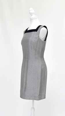 Pierucci, White/Black Vintage Textured Patterned Low Back S/Less Dress (Has Matching Jacket), Size 12