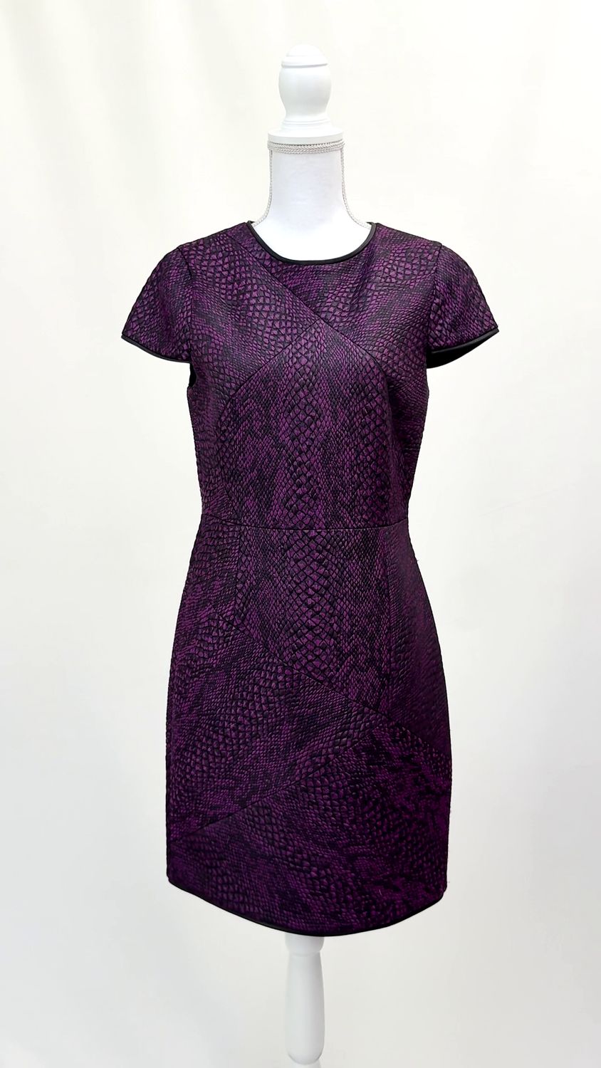 tibi, Purple Brocade Cap Slv Midi Dress, Size 8