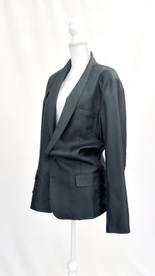 Silk Laundry, Green One-Button Silk Blazer