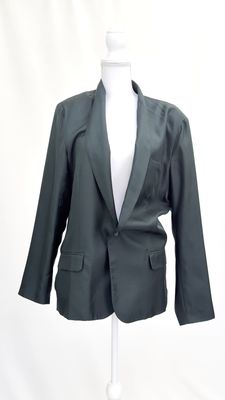Silk Laundry, Green One-Button Silk Blazer