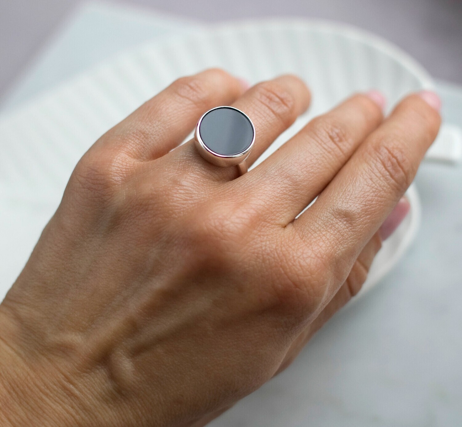 Кольцо С АГАТОМ 15 мм из серебра