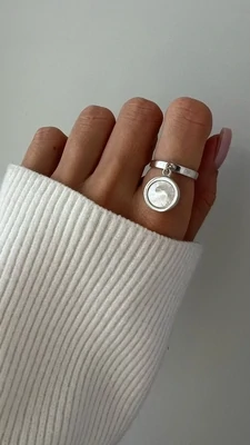 Кольцо DAO из серебра с перламутром и эмалью