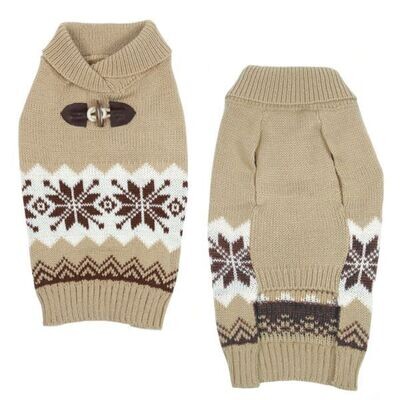 Casual Canine Shawl Collar Sweater Tan XS (Clearance $22.99)