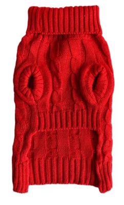 Casual Canine Cable Knit Turtleneck Red M